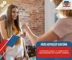 Közös képviselőt keresünk a Kossuth Lajos u. 9. szám alatti társasházhoz