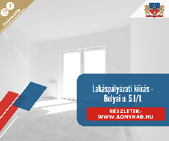 Lakáspályázati kiírás - Bolyai u. 5. I/1.