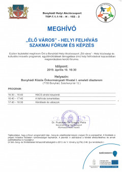 Meghívó - „Élő város” szakmai fórum és képzés