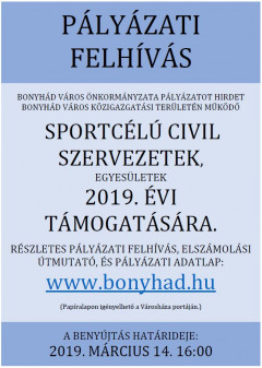 Pályázati felhívás a sport és a civil szervezeteknek