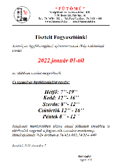 A Fűtőmű Kft. közleménye